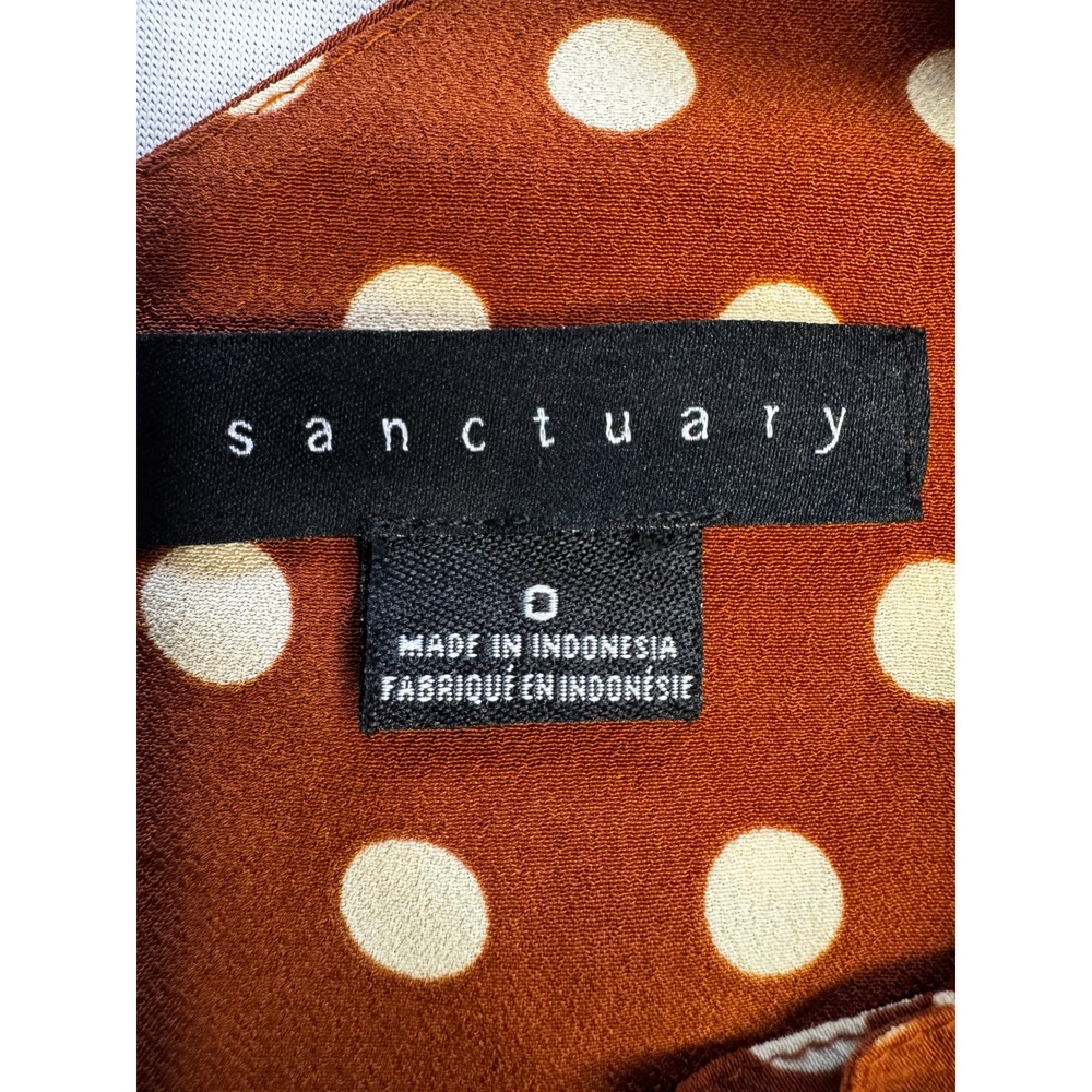 Sanctuary Brown White Polka Dot Faux Wrap High Low Slip Dress Sz 0 - Picture 14 of 14